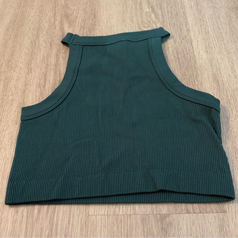 Cotton On Size M/L Dark Green Ribbed Mock Neck Women's Top - Picture 5 of 5